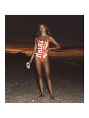 Duvin x Pabst Blue Ribbon PBR Beer Bathing Suit, medium